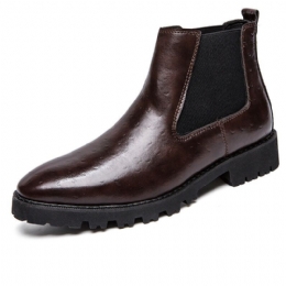 Heren Vintage Elastische Instappers Zakelijke Leren Enkel Chelsea Boots