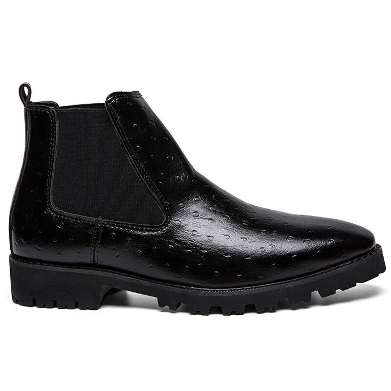 Heren Vintage Elastische Instappers Zakelijke Leren Enkel Chelsea Boots