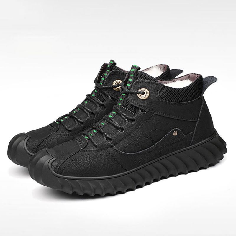 Heren Warme Pluche Voering Antislip Lederen Schoenen