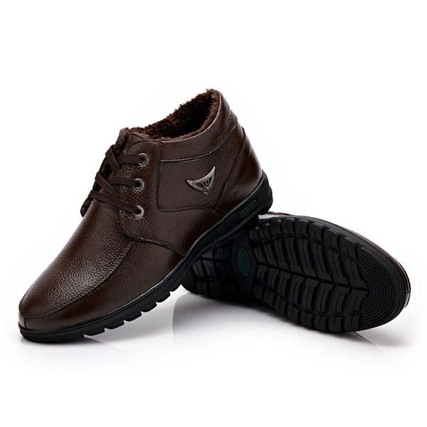 Nieuwe Heren Winter Casual Warm Houden Pluche Katoen Outdoor Antislip Comfortabele Zakelijke Laarzen Schoenen