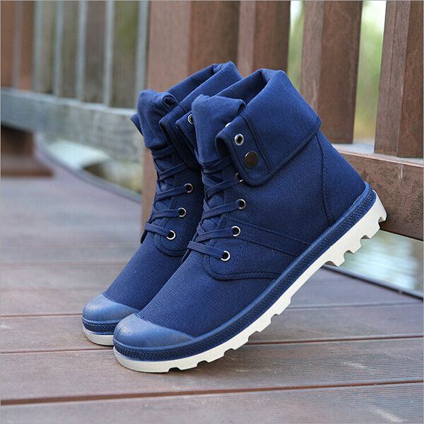 Nieuwe Mode Heren Casual Hoge Top Canvas Schoenen Outdoor Lace-up Sport Sneakers Schoenen: