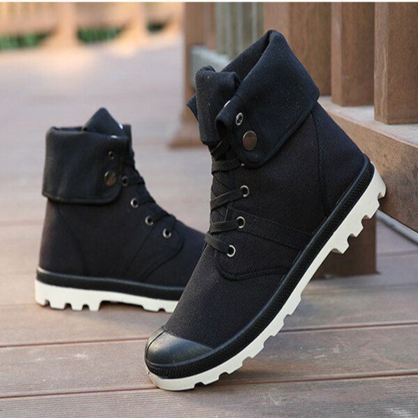 Nieuwe Mode Heren Casual Hoge Top Canvas Schoenen Outdoor Lace-up Sport Sneakers Schoenen: