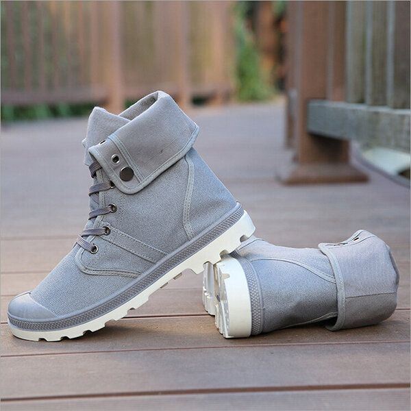 Nieuwe Mode Heren Casual Hoge Top Canvas Schoenen Outdoor Lace-up Sport Sneakers Schoenen: