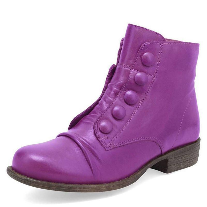 Plus Size Dames Button Decor Side Zipper Low Heel Biker Boots