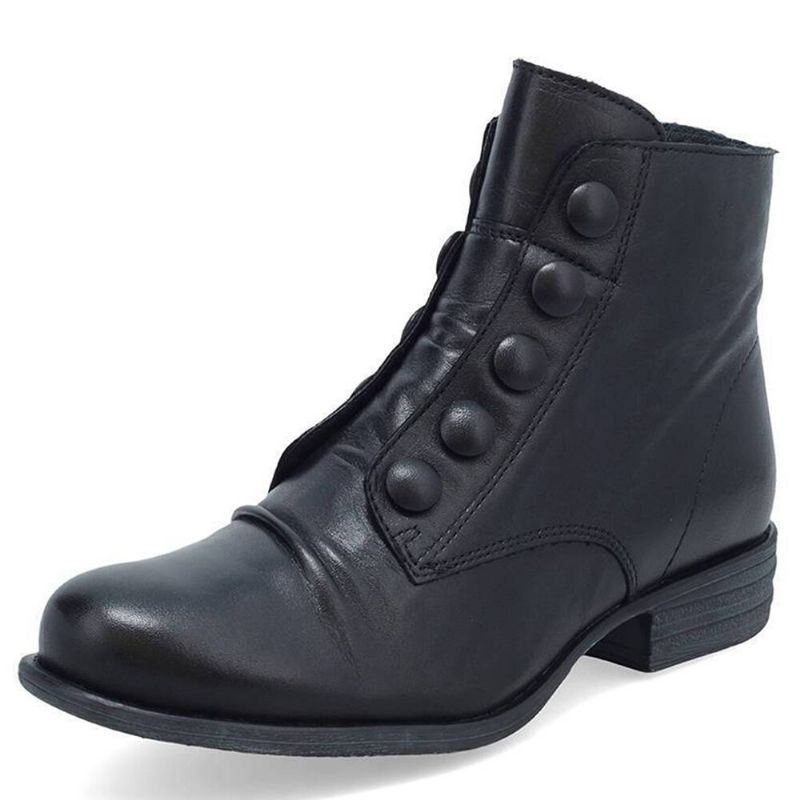 Plus Size Dames Button Decor Side Zipper Low Heel Biker Boots