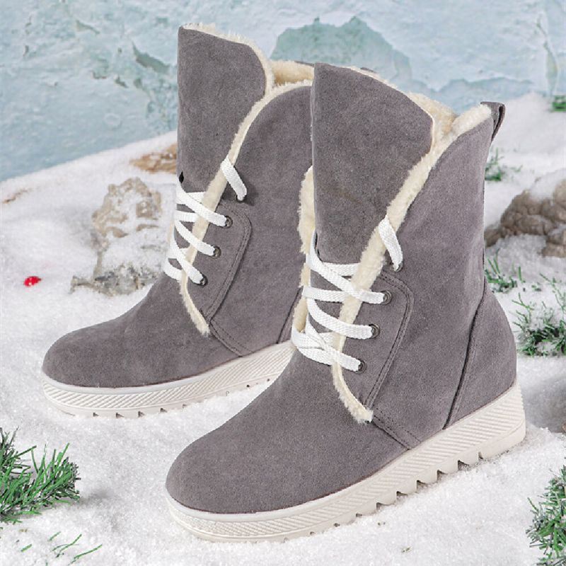 Plus Size Dames Casual Warm Antislip Veterschoenen Dikke Zool Snowboots