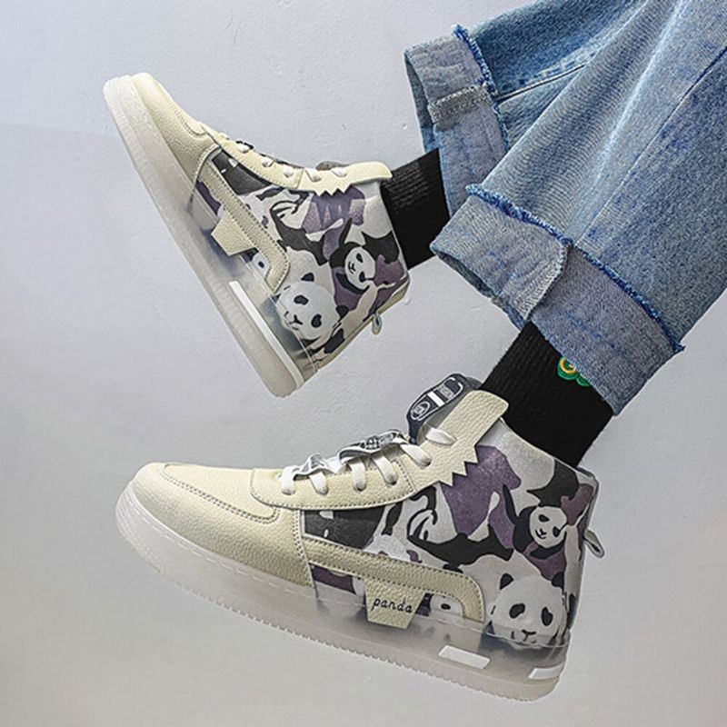 Plus Size Dames Leuke Panda Print Comfy Skateboard Boots