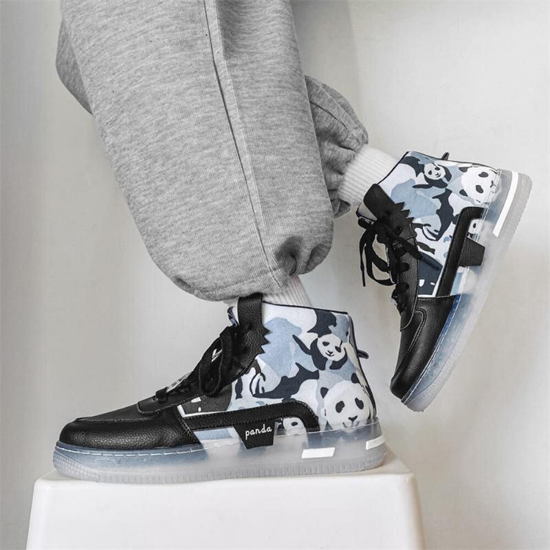 Plus Size Dames Leuke Panda Print Comfy Skateboard Boots