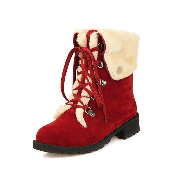 Snowboots Winter Dames Warm Houden Platte Schoenen Met Veters