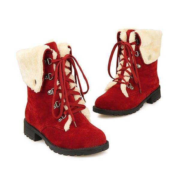 Snowboots Winter Dames Warm Houden Platte Schoenen Met Veters