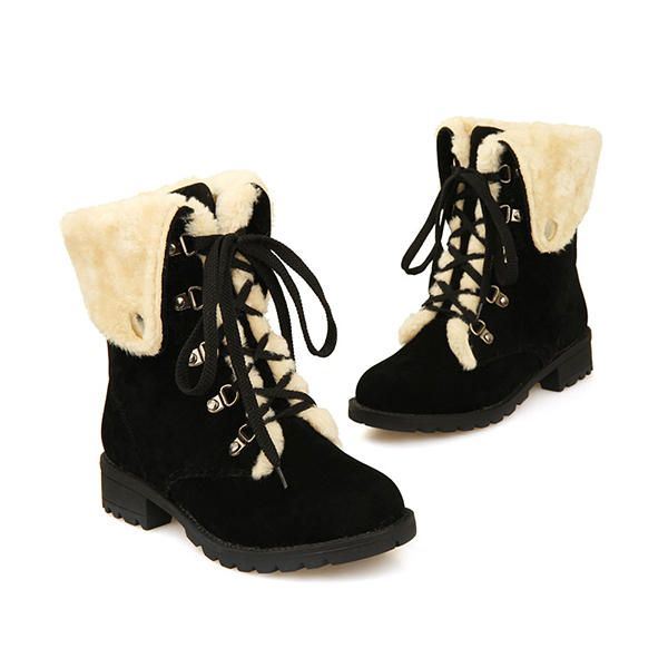 Snowboots Winter Dames Warm Houden Platte Schoenen Met Veters