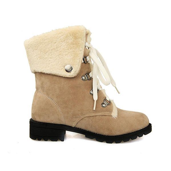 Snowboots Winter Dames Warm Houden Platte Schoenen Met Veters