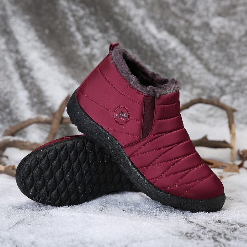 Warme Pluche Voering Dames Snowboots Van Waterdichte Stof