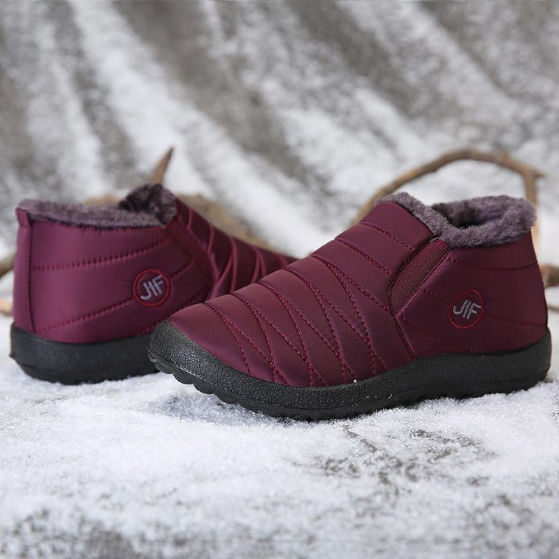 Warme Pluche Voering Dames Snowboots Van Waterdichte Stof