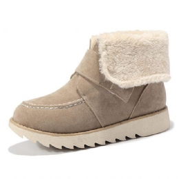 Winter Dames Suède Flats Katoenen Laarzen Bontvoering Casual Snowboots