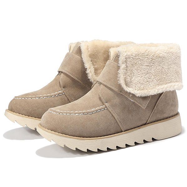 Winter Dames Suède Flats Katoenen Laarzen Bontvoering Casual Snowboots