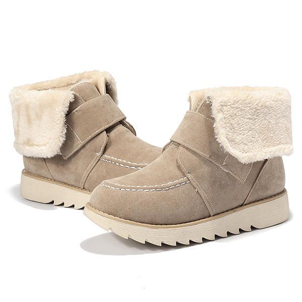 Winter Dames Suède Flats Katoenen Laarzen Bontvoering Casual Snowboots