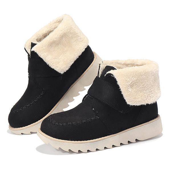 Winter Dames Suède Flats Katoenen Laarzen Bontvoering Casual Snowboots