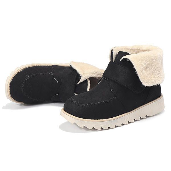 Winter Dames Suède Flats Katoenen Laarzen Bontvoering Casual Snowboots