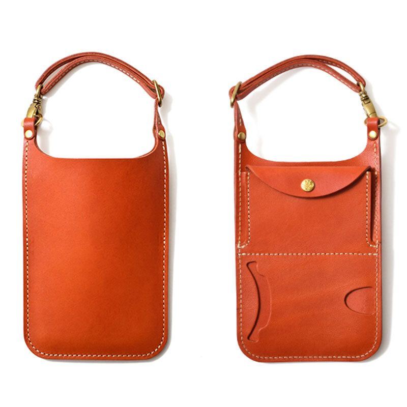 Echt Leer Vintage Casual Carry 6.1 Inch Telefoon Tas Munt Tas Heuptas Voor Heren Dames