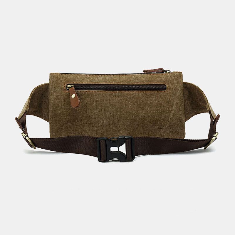 Heren Canvas Heuptas Multifunctionele Hasp Pocket Outdoor Casual Borsttas Schoudertas