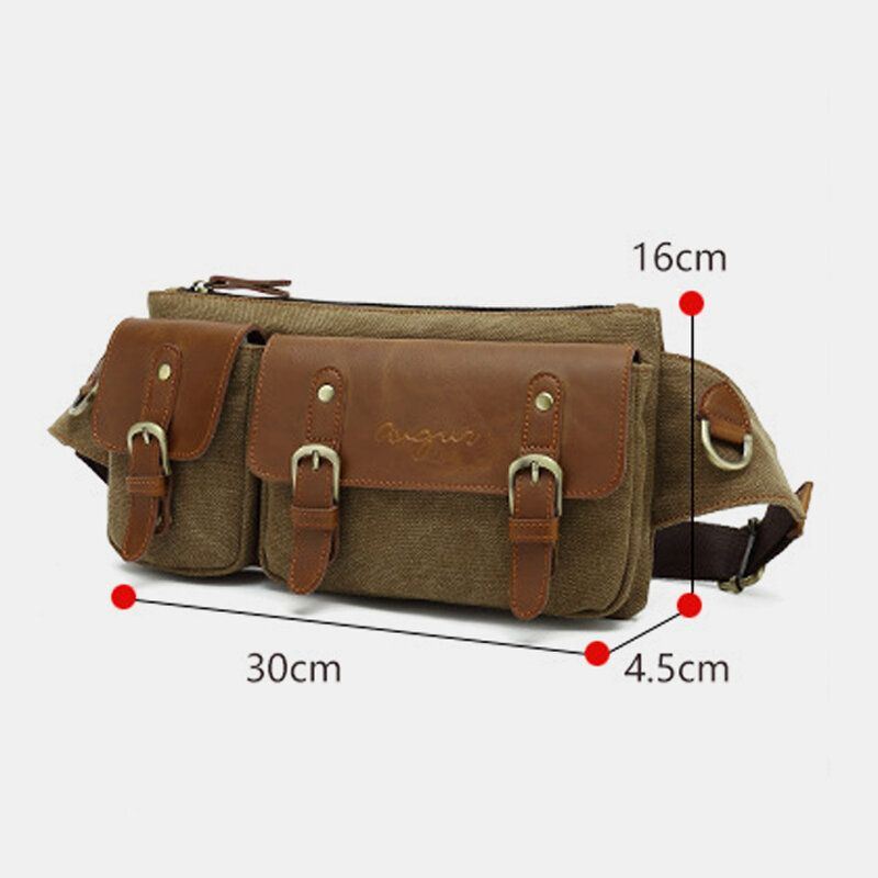 Heren Canvas Heuptas Multifunctionele Hasp Pocket Outdoor Casual Borsttas Schoudertas