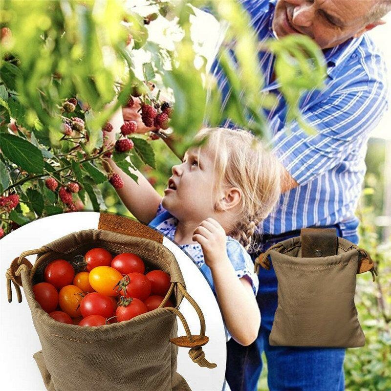 Heren Canvas Lederen Edc Opvouwbare Foerageren Tas Heuptas Portemonnee Fruit Plukken Tas Opbergtas: