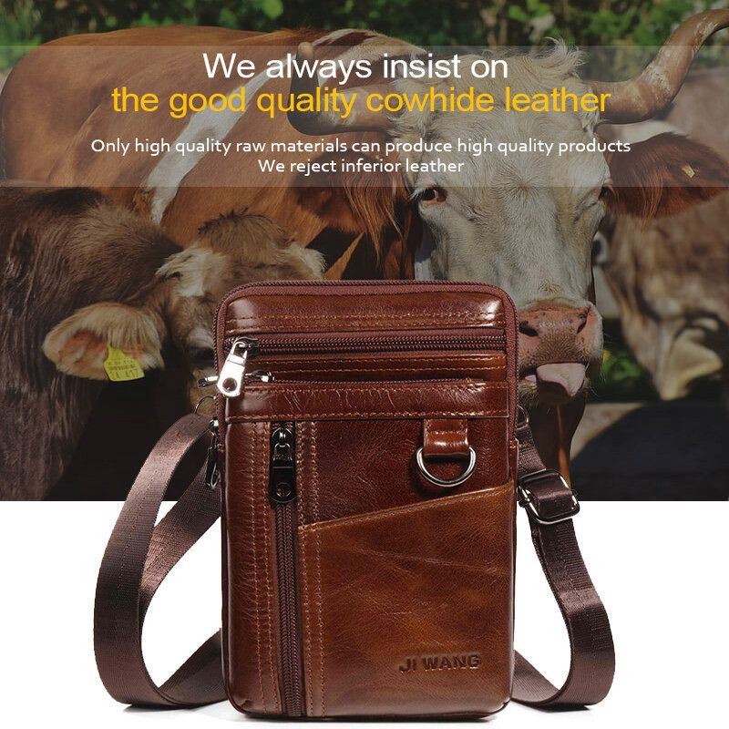 Heren Echt Leer 6.5 Inch Telefoon Tas Houder Heuptas Heuptas Crossbody Tas Schoudertas: