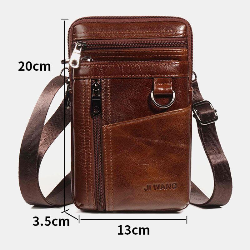 Heren Echt Leer 6.5 Inch Telefoon Tas Houder Heuptas Heuptas Crossbody Tas Schoudertas: