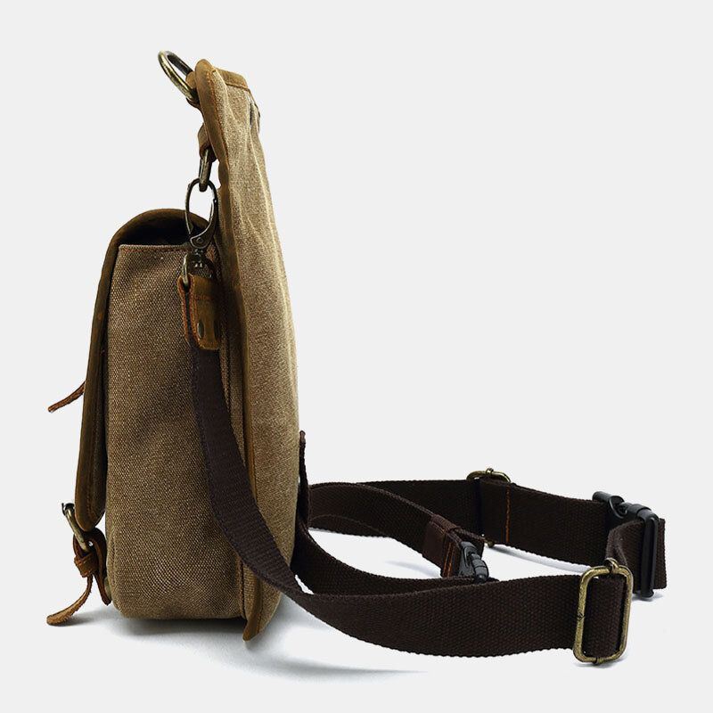 Heren Echt Leer En Canvas Fietsen Outdoor Sport Beentas Heuptas Crossbody Tas