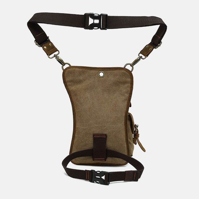 Heren Echt Leer En Canvas Fietsen Outdoor Sport Beentas Heuptas Crossbody Tas