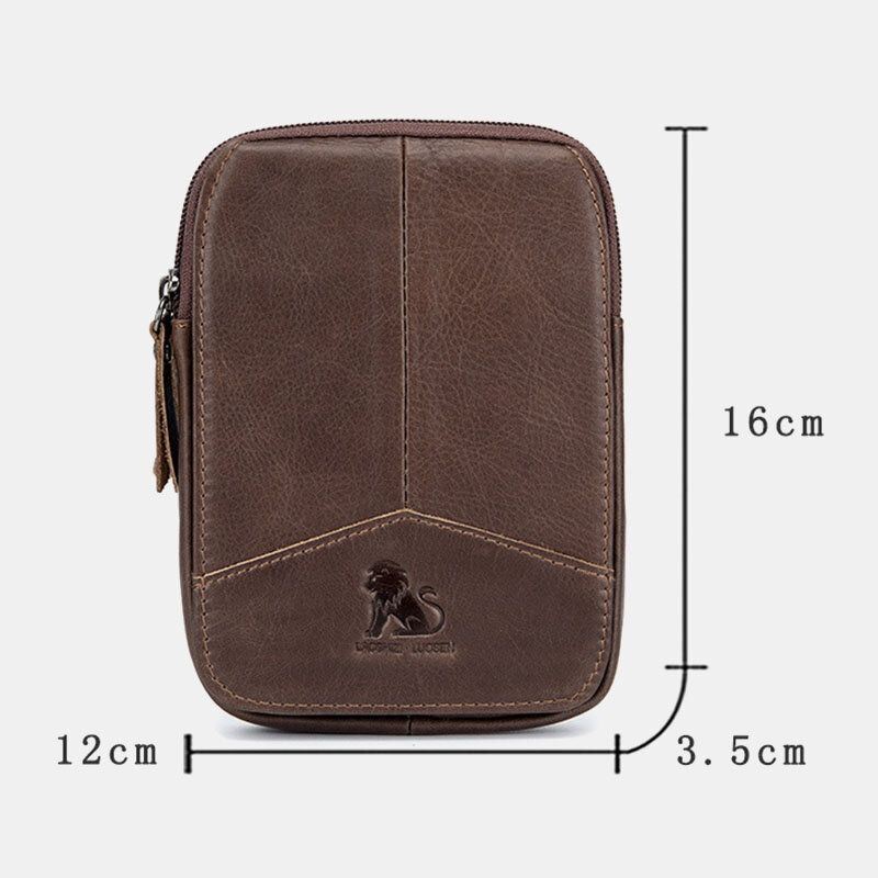 Heren Echt Leer Retro Outdoor 6.5 Inch Telefoon Tas Riem Hand Gratis Heuptas