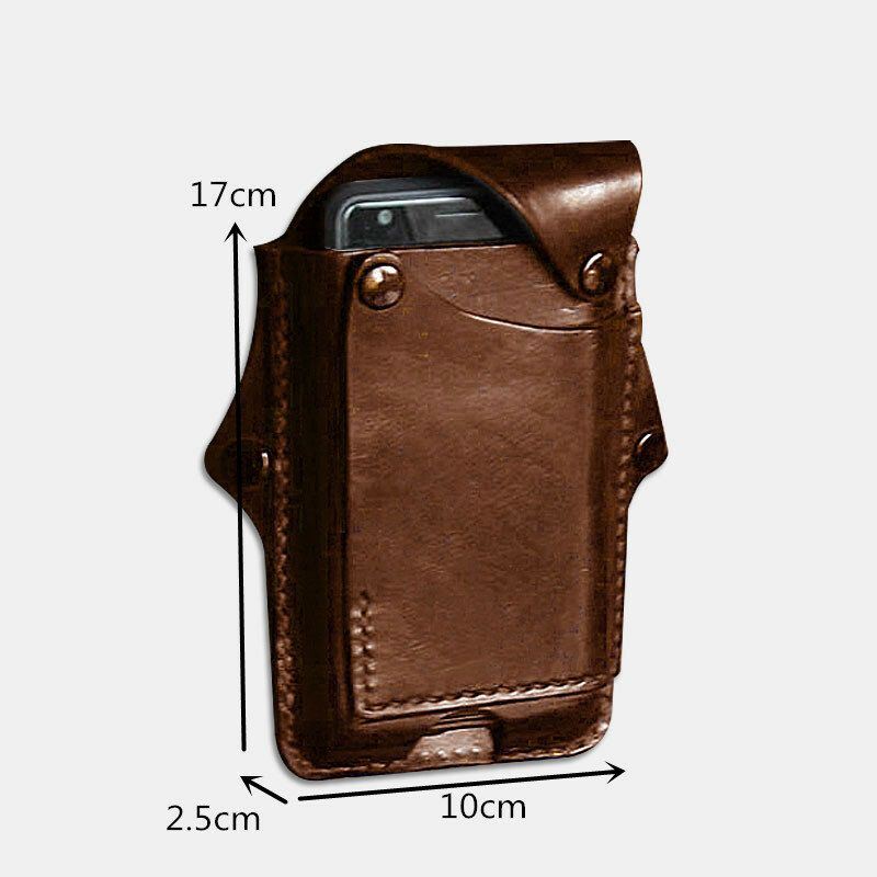 Heren Edc 6.3 Inch Lederen Telefoon Tas Case Belt Bag