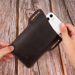 Heren Edc Echt Leer 6.5 Inch Telefoon Houder Sleeve Case Heuptasje: