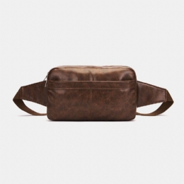 Heren Effen Kleur Multi-pocket Grote Capaciteit Heuptas Zacht Lederen Borsttas Crossbody Tas