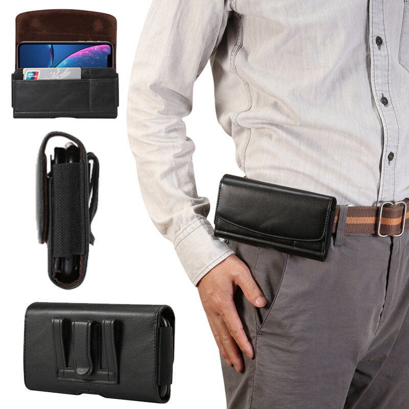 Heren Kunstleer 7.2 Inch Telefoontas Taille Riem Opknoping Tas Heuptas Met Riemlus