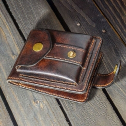 Heren Lederen Bifold Multi-kaartsleuf Kaarthouder Vintage Edc Coin Bag Riem Schede Portemonnee Heuptas: