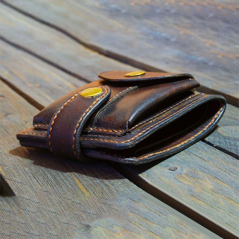 Heren Lederen Bifold Multi-kaartsleuf Kaarthouder Vintage Edc Coin Bag Riem Schede Portemonnee Heuptas: