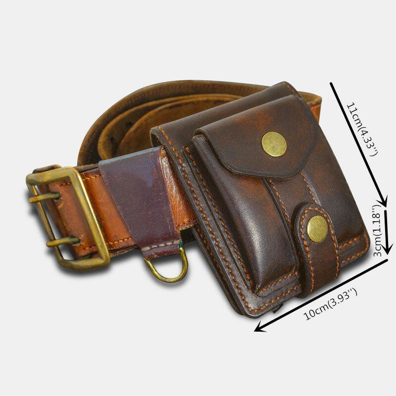 Heren Lederen Bifold Multi-kaartsleuf Kaarthouder Vintage Edc Coin Bag Riem Schede Portemonnee Heuptas: