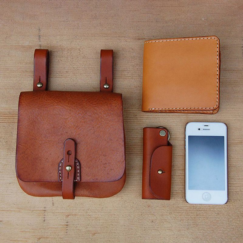 Heren Lederen Edc Multifunctionele Aansteker Case 6.5 Inch Telefoon Tas Heuptas Riem Schede: