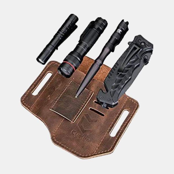 Heren Lederen Edc Riemlus Taille Multitool Schede Riemtas