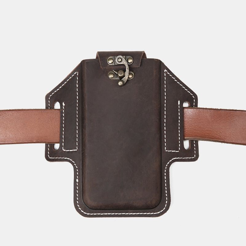 Heren Lederen Edc Tas Heuptas 6.3 Inch Telefoontas Met Riemlussen