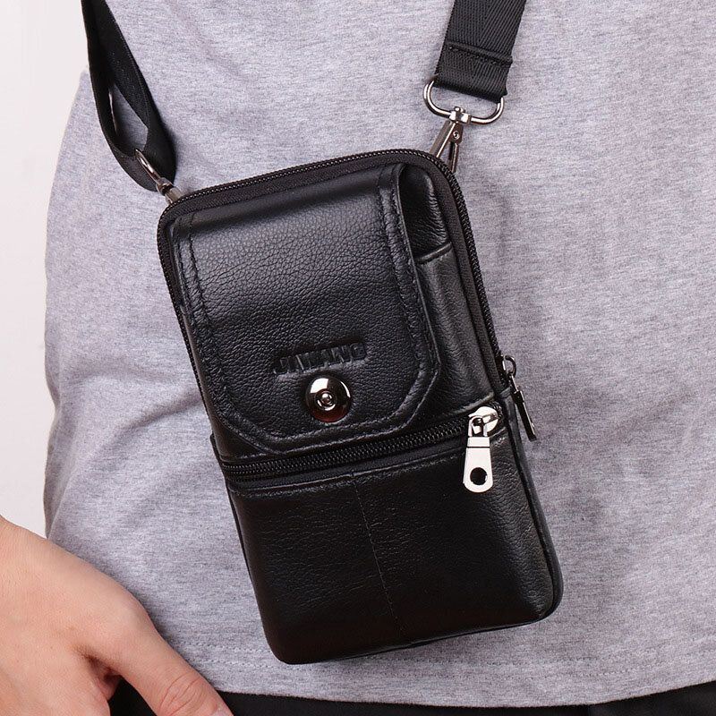 Heren Lederen Heuptas Crossbody Tas 6 Inch Telefoontas Heuptas Heuptas: