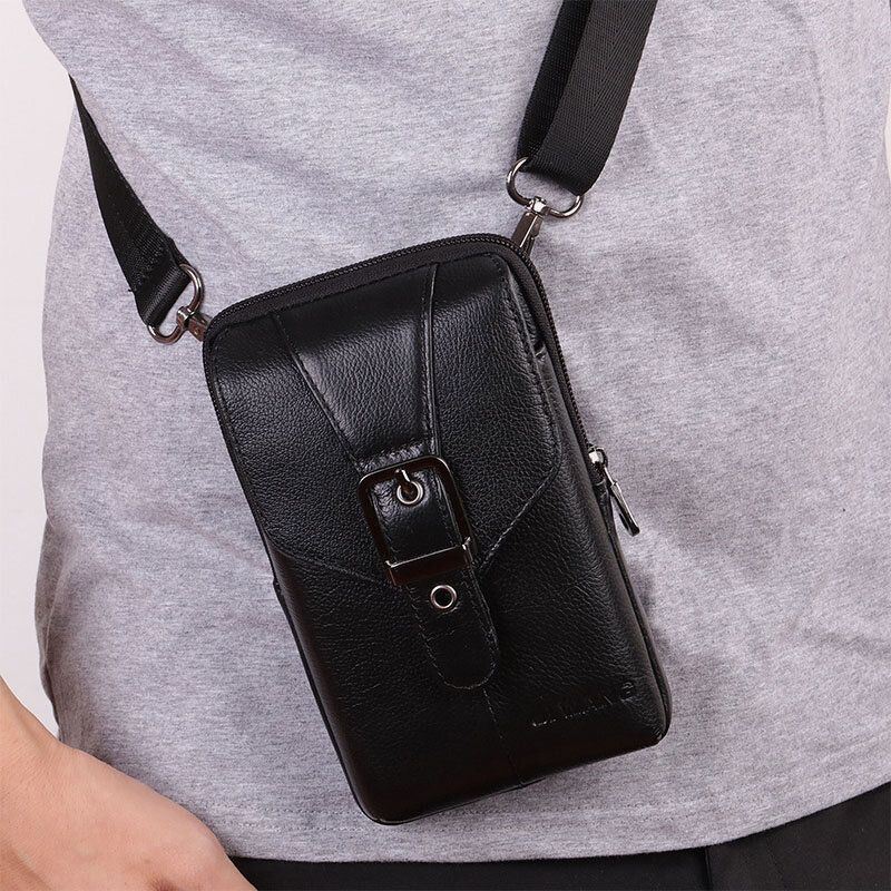 Heren Lederen Heuptas Crossbody Tas 6 Inch Telefoontas Heuptas Heuptas: