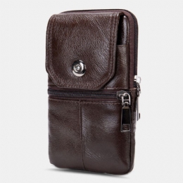 Heren Lederen Multifunctionele Vintage 6.3 Inch Telefoon Tas Kaart Case Koeienhuid Heuptas