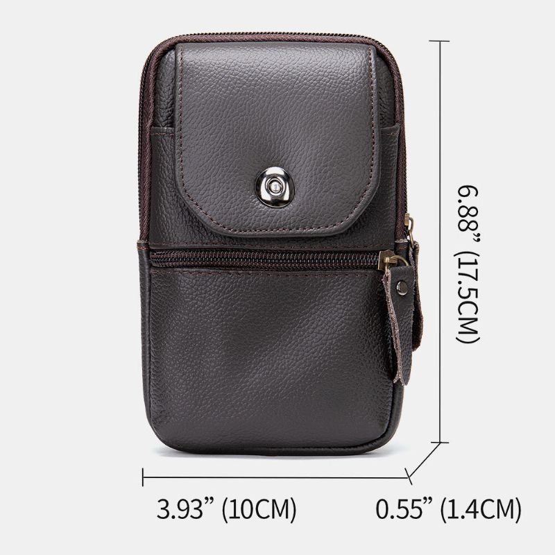 Heren Lederen Multifunctionele Vintage 6.3 Inch Telefoon Tas Kaart Case Koeienhuid Heuptas