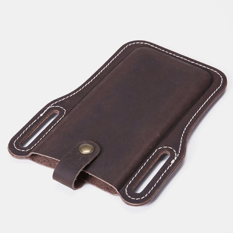 Heren Lederen Vintage 6.3 Inch Telefoon Tas Heuptas Pouch Lederen Heuptas Portemonnee