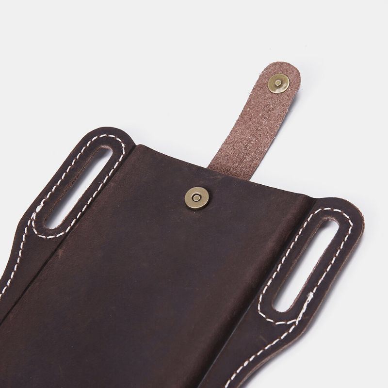 Heren Lederen Vintage 6.3 Inch Telefoon Tas Heuptas Pouch Lederen Heuptas Portemonnee