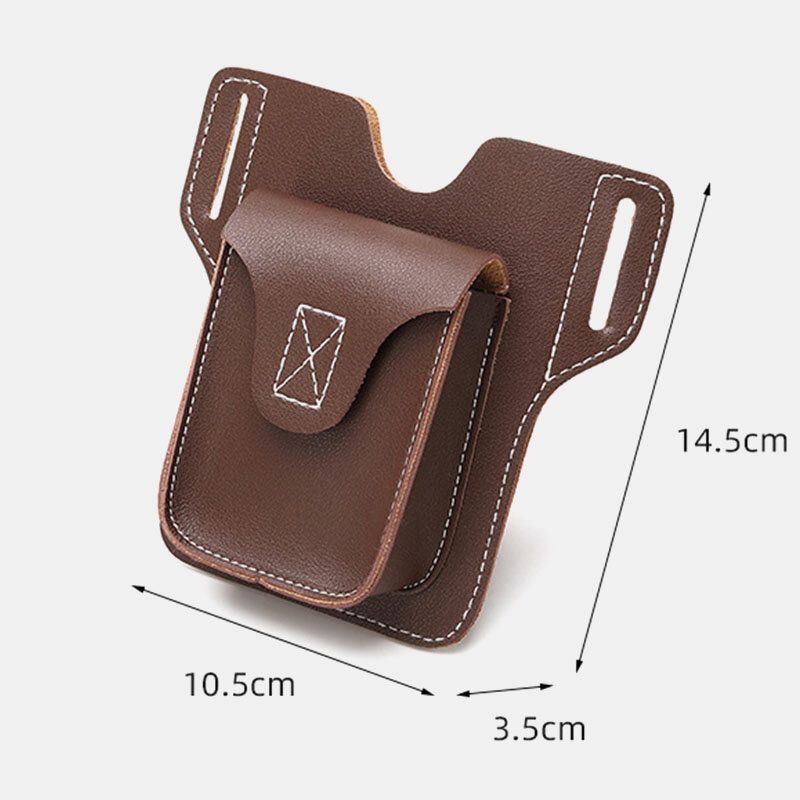 Heren Pu Lederen Flap-over Sigarettendoos Heuptas Casual 5.5 Inch Telefoontas Heuptas: