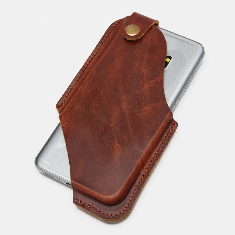 Heren Retro Rub Color Edc Mini Heuptas Echt Leer Hasp 6.5 Inch Telefoon Tas Heuptas: